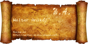 Welter Anikó névjegykártya